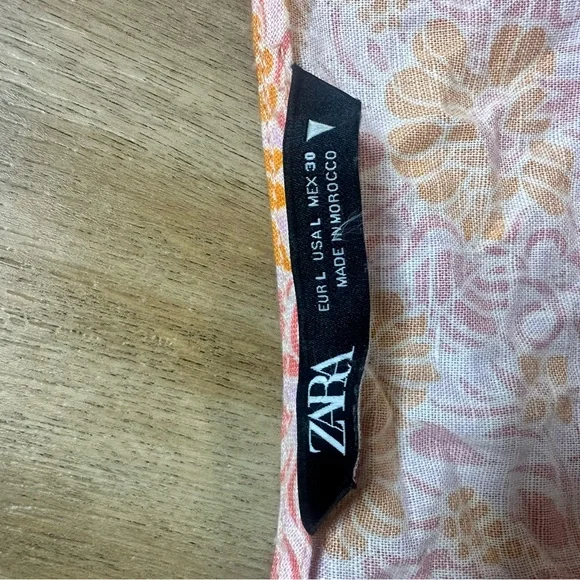 Zara Orange & Pink Printed Oversized Crop Top Size Large - Picture 14 of 15